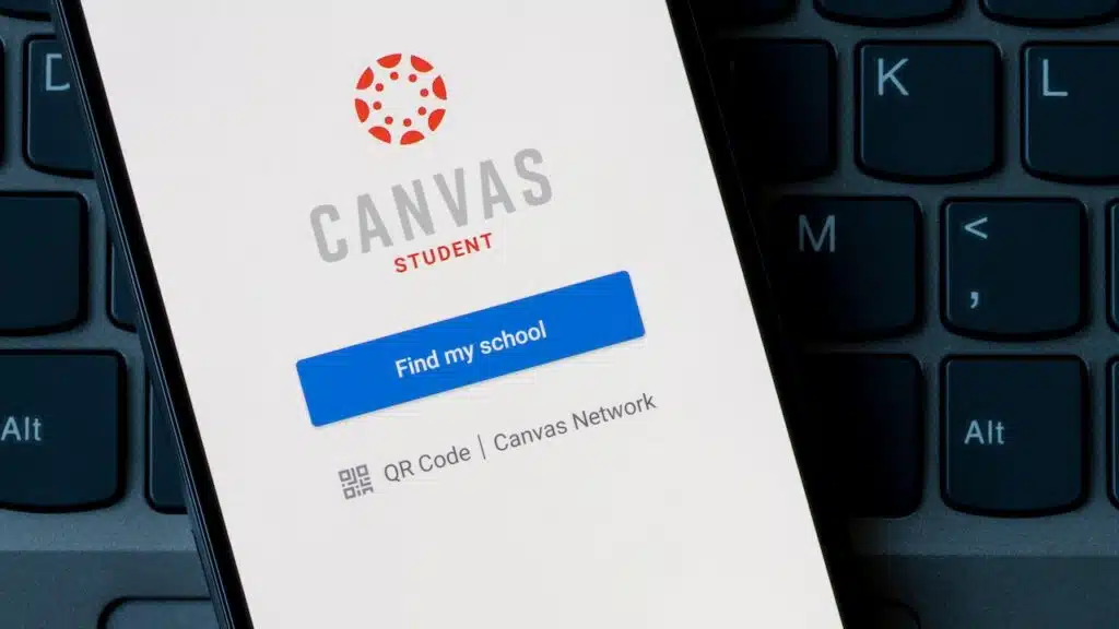Canvas student app login page is seen on a Google Pixel smartphone.