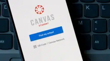 Canvas student app login page is seen on a Google Pixel smartphone.