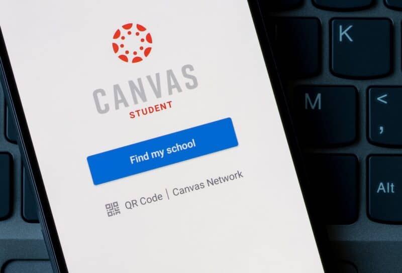 Canvas student app login page is seen on a Google Pixel smartphone.