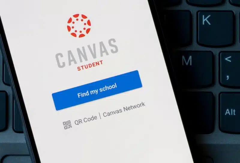 Canvas student app login page is seen on a Google Pixel smartphone.