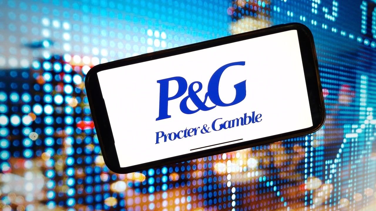 Procter and Gamble company logo displayed on mobile phone screen