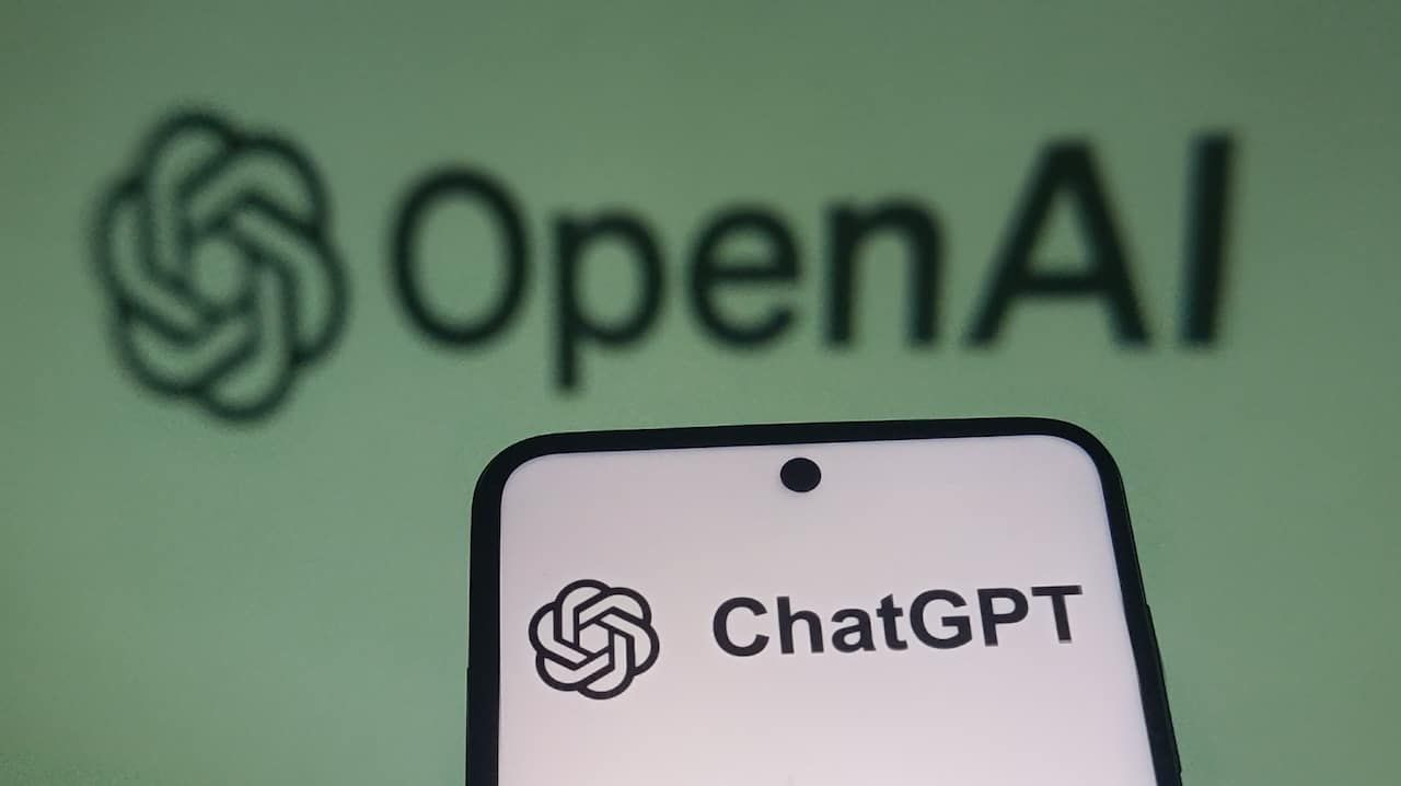 OpenAI ChatGPT logo on a smartphone screen with a blurred background.