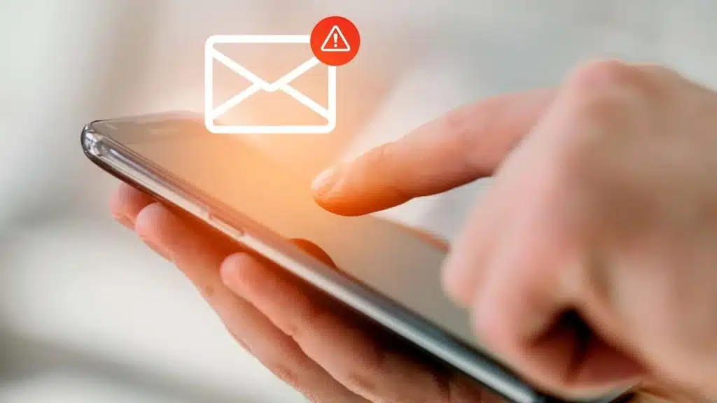 SMS text message warning alert on phone