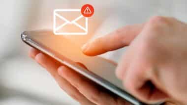 SMS text message warning alert on phone