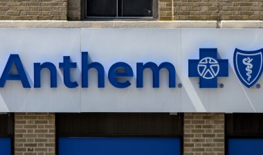 Anthem Insurance logo above an office building in Staten Island New York City.