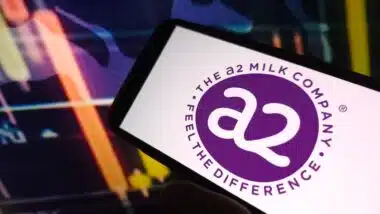 The a2 Milk Company logo displayed on mobile phone