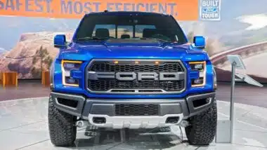 A Ford F-150 Raptor on display at the North American International Auto Show