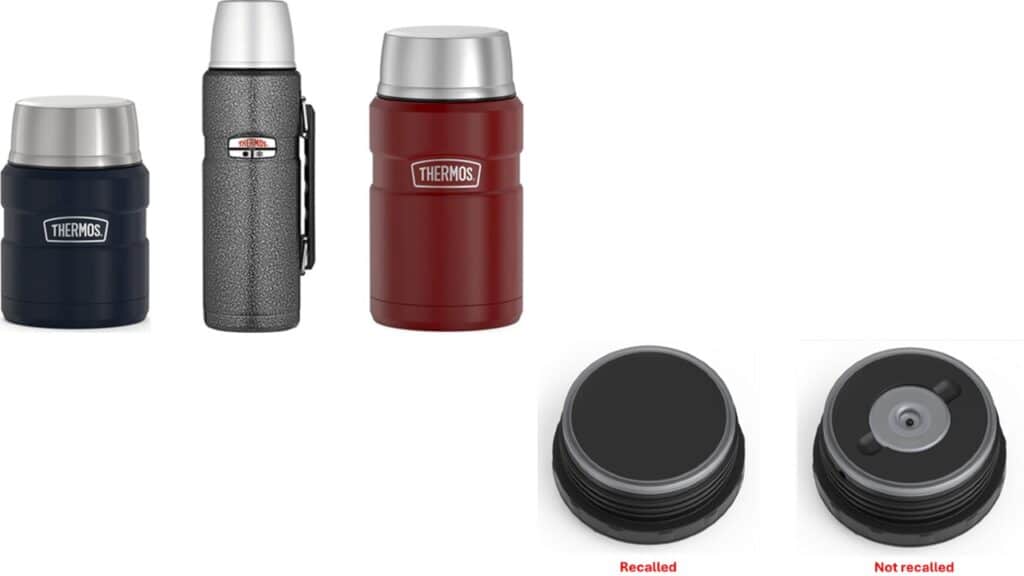 Recalled Thermos 16-oz Stainless King Food Jar (SK3000), 40-oz Sportsman Food & Beverage Bottle (SK3010), and 24-oz Stainless King Food Jar (SK3020)