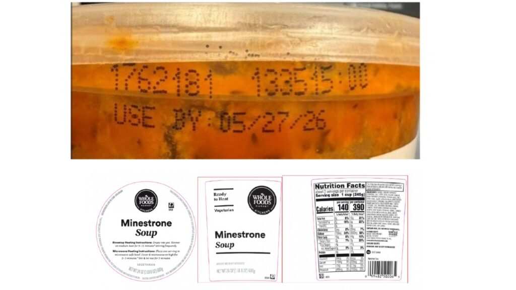 Kettle Cuisine of Lynn, MA is recalling 24oz cups of Whole Foods Market Kitchen Minestrone Soup