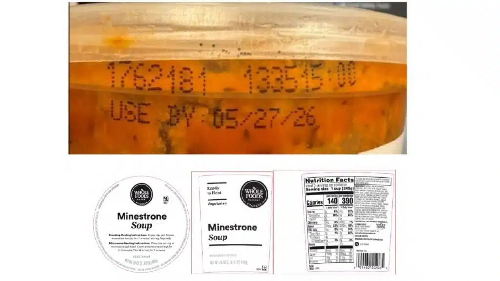 Kettle Cuisine of Lynn, MA is recalling 24oz cups of Whole Foods Market Kitchen Minestrone Soup
