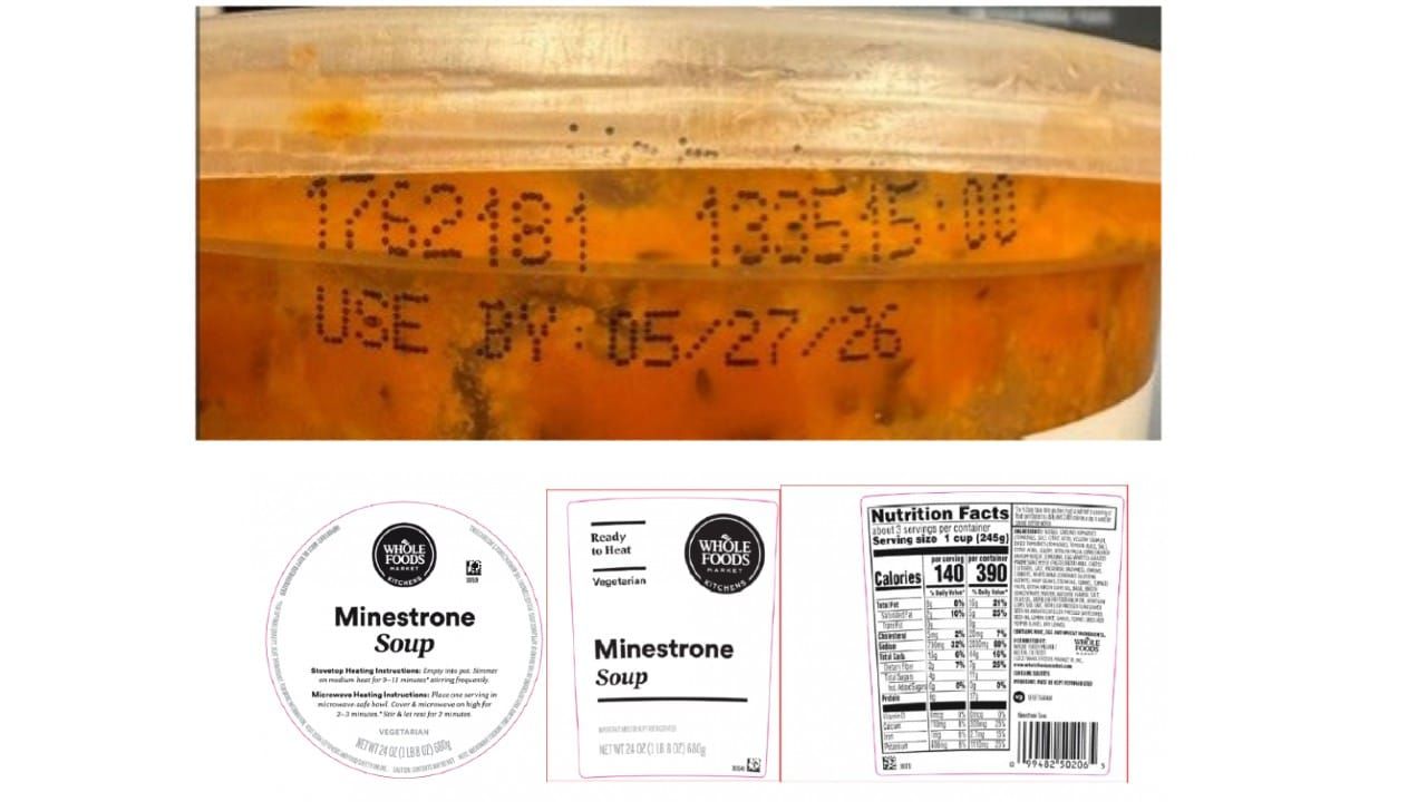 Kettle Cuisine of Lynn, MA is recalling 24oz cups of Whole Foods Market Kitchen Minestrone Soup