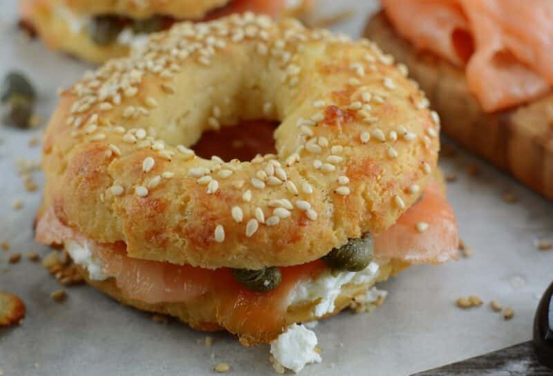 Keto Bagels with Cream Cheese, Smoked Salmon and Capers