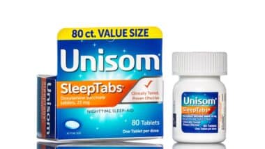 Unisom Doxylamine Succinate tablets 25mg nighttime sleep aid.