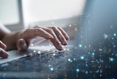 Digital technology, internet network connection, big data, digital marketing IoT internet of things.