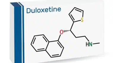 Duloxetine antidepressant drug molecule.
