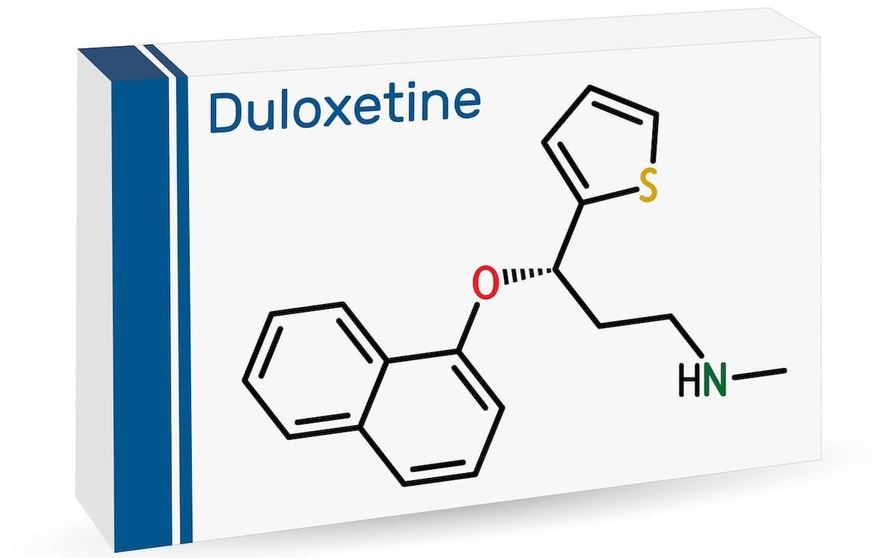 Duloxetine antidepressant drug molecule.