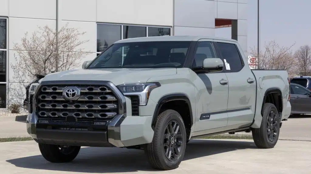 Toyota Tundra 4X4 Platinum CrewMax display. Toyota offers the Tundra in SR, SR5, Limited, Platinum and TRD models.