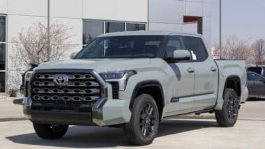 Toyota Tundra 4X4 Platinum CrewMax display. Toyota offers the Tundra in SR, SR5, Limited, Platinum and TRD models.