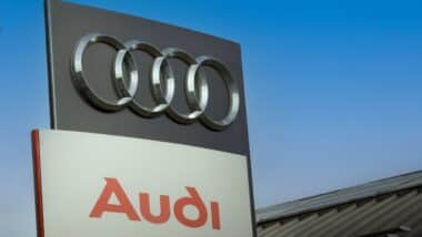 Audi emblem at one of Audi's auto dealerships