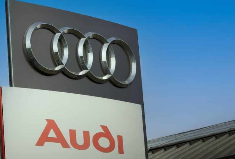 Audi emblem at one of Audi's auto dealerships