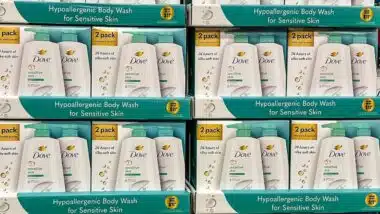 Bottles of Dove Sensitive Skin liquid soap