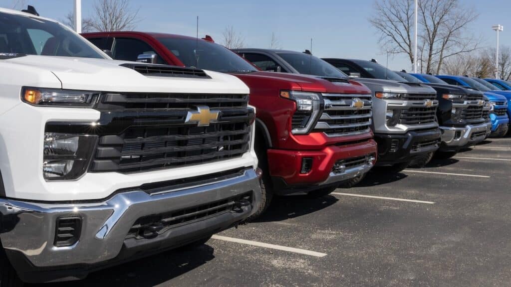 Chevrolet Silverado 2500 display at a dealership.