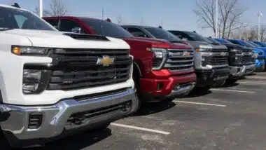 Chevrolet Silverado 2500 display at a dealership.