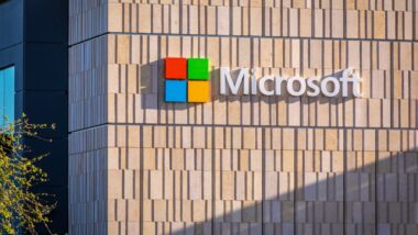 Microsoft sign on a building of Silicon Valley Campus