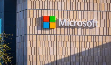 Microsoft sign on a building of Silicon Valley Campus