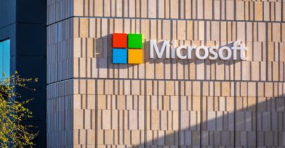 Microsoft sign on a building of Silicon Valley Campus