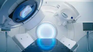 Cancer therapy, state-of-the-art medical linear accelerator in therapeutic oncology.