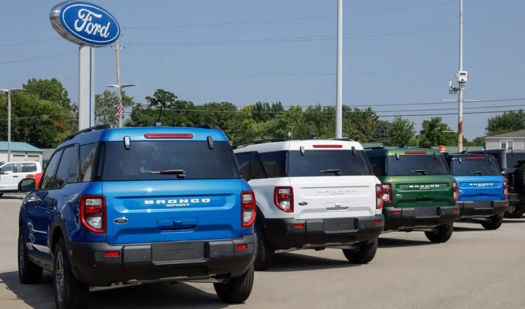 Ford Bronco display at a dealer.