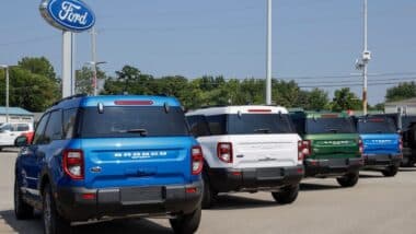 Ford Bronco display at a dealer.