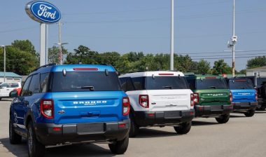 Ford Bronco display at a dealer.