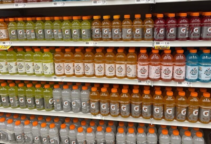 Grocery store Gatorade sports drink full shelves