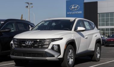 Hyundai Tucson SE AWD compact SUV display.