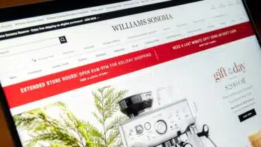 williams sonoma website showing an espresso machine for sale on a laptop screen