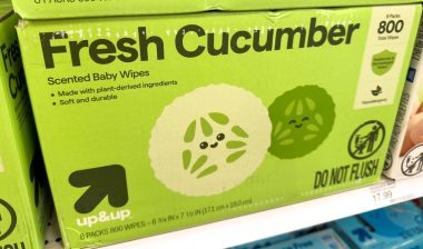 Up And Up Fresh Cucumber Baby Wipes Packaging Close Up.