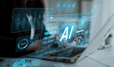 Data Analytics Interface with AI Technology Concept Overlaid
