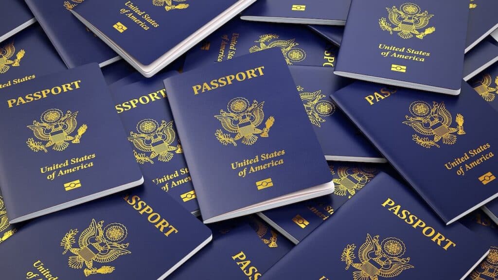 USA passport background. Immigration or travel concept.