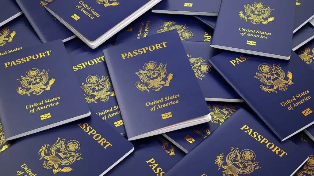 USA passport background. Immigration or travel concept.