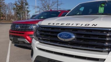 Ford Expedition SUV display at a dealership.