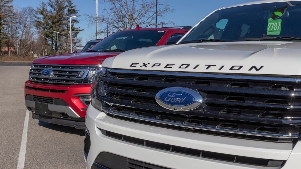 Ford Expedition SUV display at a dealership.