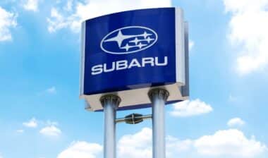 Logo Subaru on pole billboard