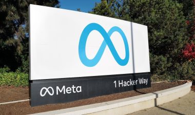 The roadside sign of social media giant META the parent company of Facebook, Instagram and WhatsApp.