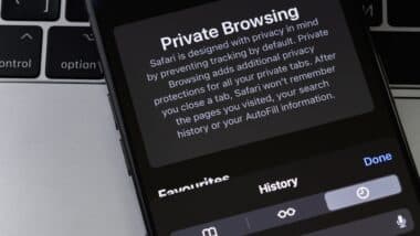 Apple iPhone with browser Safari history, cookies and other browsing data.