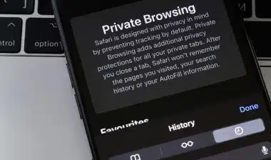 Apple iPhone with browser Safari history, cookies and other browsing data.