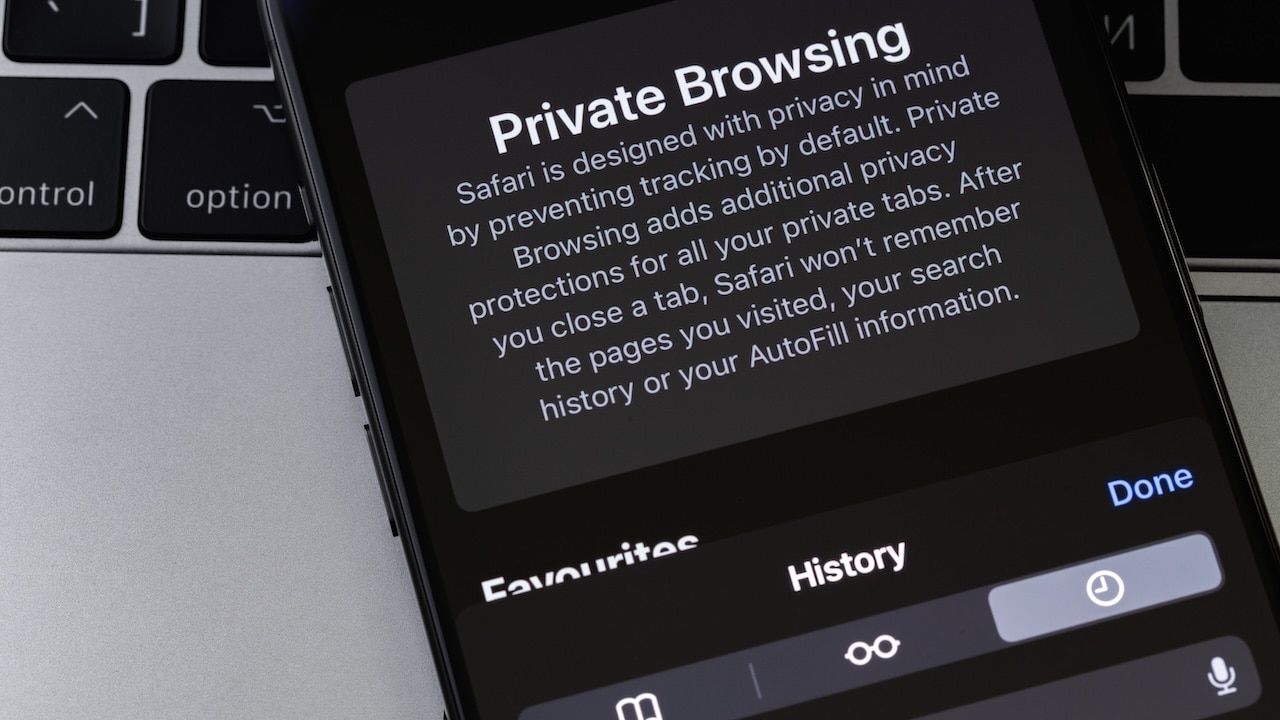 Apple iPhone with browser Safari history, cookies and other browsing data.