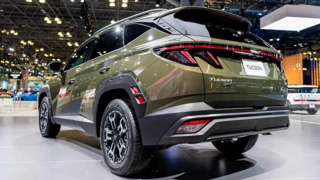 2025 Hyundai Tucson olive green car at New York International Auto Show