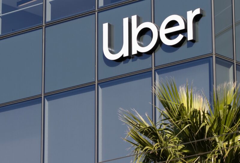 Uber sign is seen at its headquarters in San Francisco's Mission Bay, California.
